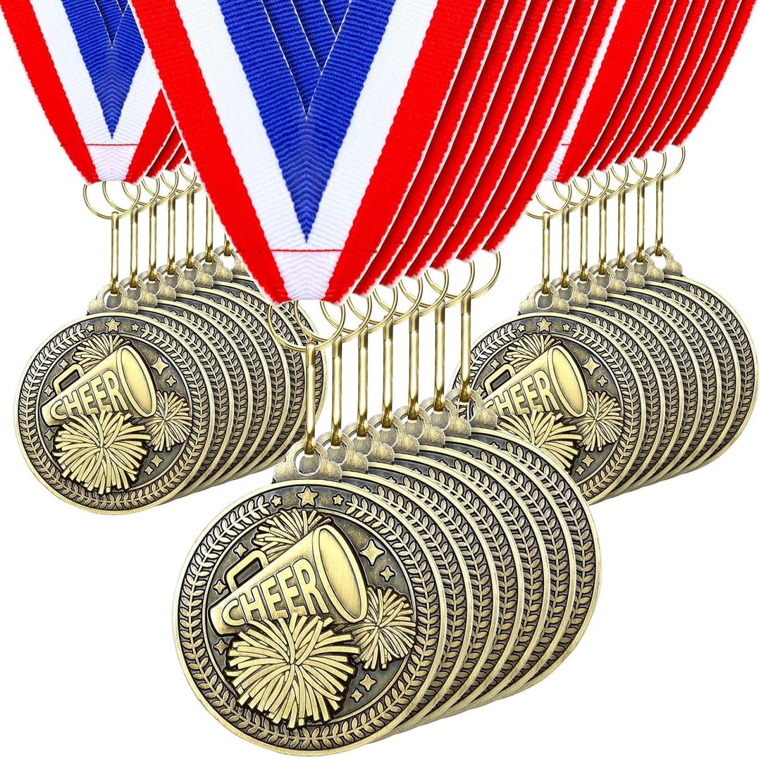 Remuuly 30 Pcs Gold Medals Bulk 2'' Basketball Soccer Baseball Volleyball Football Lacrosse Kickball Cheer Bowling Trophy Medals for Awards for Sports Participation Winner Gift