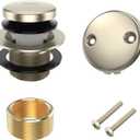 All Metal Tip-Toe Bathtub Drain Kit with Two-Hole Overflow Faceplate and Universal Fine/Coarse Thread Assembly, Bath Tub Drain Kit fits All Bathtub -Brushed Nickel