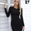 Valiamcep Womens Summer Tank Dress Crewneck Sleeveless Ribbed Knit Slim Fit Bodycon Mini Dresses (Black, M)