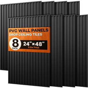 8 Pack 3D Wall Panels, 24"x48" PVC Textured Slat Interior Wall