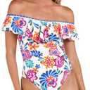 La Blanca Women's One Piece Swimsuit Off Shoulder Ruffle Bathing Suit (16)