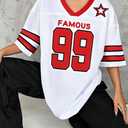 Oversized Jersey Shirts for Women Shirts Y2K Number Graphic Jerseys V Neck Cute Streetwear Tee Tops White