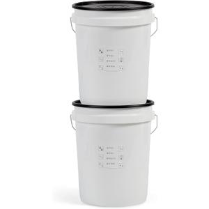 United Solutions Airtight Pet Food Storage Container, 5 Gallon Capacity, Great for Dog Food, Cat Food, Bird Seed, Dry Food Storage, White Container with Black Lid, 2-Pack