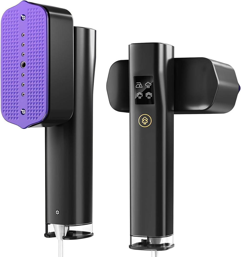 Steamer for Clothes, Portable Handheld Travel LCD Screen Steamer, Three Optional Functions, 1200W Wide Voltage,Strong Two-In-One Steam Iron, Extra-Large Water Tank, Office, Travel