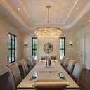 TOCHIC Gold Crystal Chandelier for Bedroom, 29" Modern Farmhouse Chandelier Light Fixture for Dining Living Room, Adjustable Round Hanging Chandelier for Kitchen Island, Foyer, Entryway