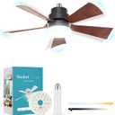 Socket Fan Light, E26 Screw in Bulbfan with 1 Spare Lightbulb, 20.5 IN Ceiling Fans with Lights Dimmable for Laundry Room Garage Kitchen Circulation Wood