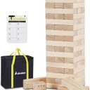 X-Large Size Giant Tumble Tower, 60 Blocks Outdoor Games Stacking Games Includes Dice Carrying Bag Scoreboard, Stacking Over 5FT for Backyard Lawn Party Playing