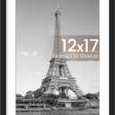 upsimples 12x17 Picture Frame, Display Pictures 10x14 with Mat or 12x17 Without, Wall Hanging Photo Frame, Black, 1 Pack