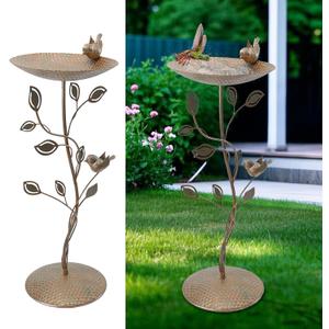29.9" H Cast Iron Bird Baths for Outdoors, Vintage Pedestal Bird Bath with Bird Statues Metal Birdbaths Bird Feeder Bowl Tray Garden Yard Decoration, Copper