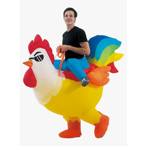 Inflatable Adult Halloween Costumes Blow up Chicken Ride on Rooster Costume for Halloween Funny Riding Costume Men Women Cosplay Party