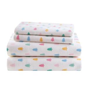 Intelligent Design Flannel Sheets Full, Cozy Soft 100% Cotton Flannel Bedding, Printed Warm Full Sheets Set, Ultra Soft Cold Weather Bed Sheet Set, Tree Block, 4 Piece