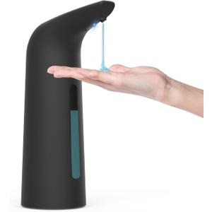 Automatic Soap Dispenser Touchless,400ML Hand & Dish Countertop Electric Liquid Dispenser with Sensor, Modern 4 Gear Adjustable Black Waterproof Battery Operated Kitchen Auto Soap Pump