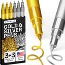 ARTISTRO 6 Gold & Silver Paint Pens - 0.7mm Extra-Fine Markers - Great for Greeting Cards, Ornament Decor, & More