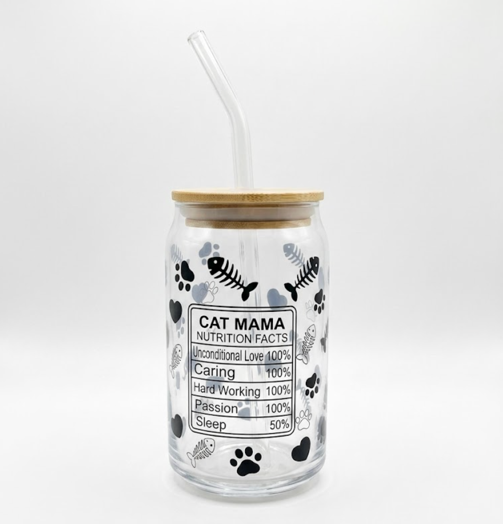 Cat Mom Sipper Glass, 16oz