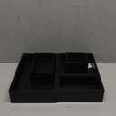 Black Bamboo Bathroom Drawer Organizer, Wooden Kitchen Utensil Holder Set of 5, Stackable Junk Drawer Organizer Tray, Multi-Use Storage Bins Boxs Dividers for Home, Office, Clothing, Makeup, Jewelry