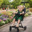 Dream On Me Coast Rider Travel Stroller, Lightweight & Compact Baby Stroller, Theme Park Approved, Book-Folding Design, Adjustable Handle, Soft-Ride Wheels, Converts to Rider & Scooter - Black