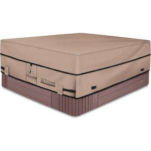 ULTCOVER Waterproof 600D Polyester Square Hot Tub Cover Outdoor SPA Covers 85 x 85 inch (85"(L)x85"(W)x20"(H), Brown)