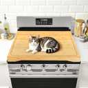 Stove Top Covers for Electric Gas Stove Burners, Bamboo Noodle Board Stove Cover, 30"L X 22"W X 3" Rv Stove Top Cover Cutting Board With Handles And Juice Grooves for Kitchen And Countertop