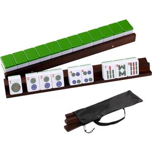 Wooden Mahjong Racks with Pushers Set of 4, Mahjong Pushers and Racks for Mahjong, Mexican Train, Dominoes