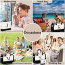 YOOLIFE Birthday Gifts for Women - Initial Canvas Tote Bag & Makeup Bag Monogrammed Beach Bag for Women Mom Sister Friends