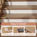 15PC Jute Stair Treads for Wooden Steps-Stairs Carpet Non Slip-Peel and Stick Stair Treads Indoor, Adhesive Staircase Step Treads Residue Free, Durable Natural Stair Runner Rug,8"x30" Beige