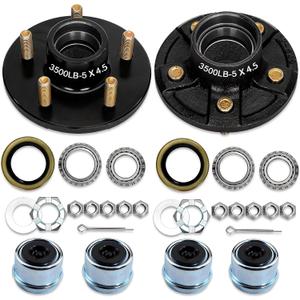 2 Sets 3500Lbs Trailer Hub Kit 5 Bolt 4.5",5 Lug Trailer Hub Fit 1-1/16" to 1-3/8" Trailer Tapered Spindle,Boat Trailer Hubs 5 Lug,Trailer Wheel Hub Kit(Only for Tapered Spindle)