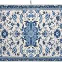 Dish Drying Mat Kitchen Counter Absorbent Blue and White Pattern Coffee Sink Mat Dish Drainer Pad 18 Inch x 24 Inch