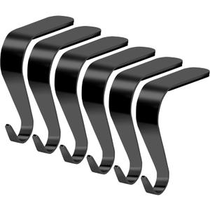 Palonu Christmas Stocking Holders Mantel Stcoking Hangers Metal Hanging Hooks Ornament Hooks Fireplace Hanger Grip for Christmas Decorations (6, Black)