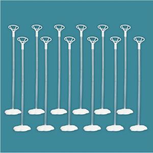 Clear Transparent Balloon Sticks and Stands set, holders, reusable balloon sticks for table top use with LED Bobo Balloon, for wedding decor, party decoration (12 pack, Transparent)