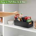DRASTAR Pantry Organization and Storage Bins, Seasoning Packet Organizer with Removable Dividers,Wooden Storage Caddy for Kitchen, Pantry, Cabinet, Countertop, Black
