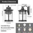 Darkaway Large Outdoor Porch Lights Wall Mount, 15inch Outdoor Light Fixtures Sconces Wall Lighting with Seeded Glass Exterior Lights for Patio Yard House Hallway Doorway Garage(Large, Black)