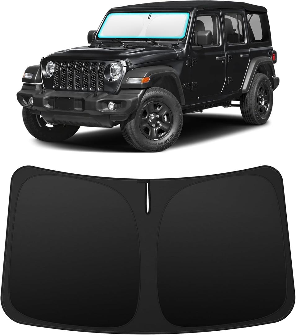 INSAUTO Custom Fit Windshield Sun Shade Accessories for Jeep Wrangler JL 2018-2026, Foldable Front Window Sunshade, UV & Heat Reflector, Keeps Interior Cool, Includes Storage Bag