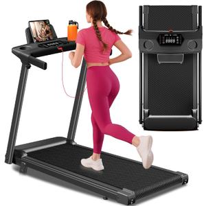 Aiteid Treadmill with 12% Incline, 3.0HP Low Noise Treadmills for Home, Portable Electric Treadmill with Handles, Walking Pad, Compact Running Machine, Walking Pad with Handle, 0.6-6.2MPH