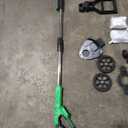 Electric Cordless Weed Wacker Eater Battery Powered, Lightweight No-String Weed Trimmer with 2 21V/2Ah Battery Operated&5 Types Blade&Wheels, Grass Trimmer/Edger Lawn Tool/Brush Cutter for Garden Yard