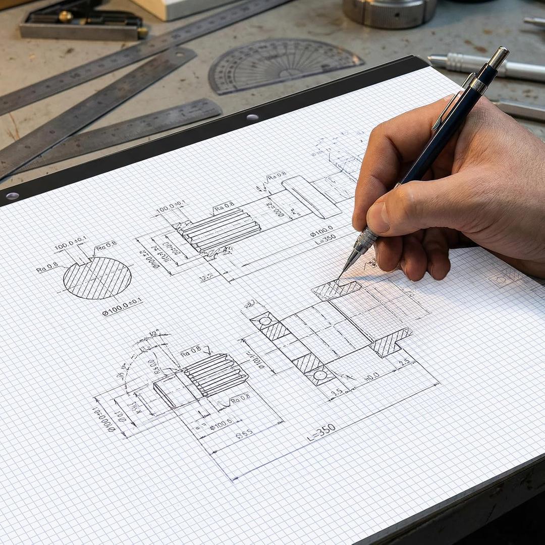 BESARME Large Engineering Graph Paper 22" x 17", 100 Sheets/200 Pages Large Graph Paper Pad Engineering Papers Drafting Papers for Engineer Architect Designer Mathematician Draftsman