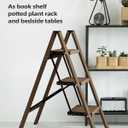 HillhutApex 3 Step Stool, Aluminum Foldable Step Ladder, Lightweight Stable Stool with Wide Non-Slip Pedals, 330lbs Bearing Capacity Ladder for Office,Home,Kitchen - Walnut, 18.1"W x 33.4"H
