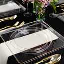 PLASTICPRO 30 Clear with Gold Rim Plastic Plates 5.5 inch High Edge Elegant Heavyweight Plastic Disposable Dinner Plates Fancy Party Plates