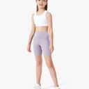 Stelle Girls 3"/4"/8" Bike Volleyball Shorts with Pockets Youth Athletic Yoga Dance Gymnastics Compression (Purple, L)