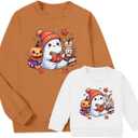 FASHGL Mommy and Me Matching Outfits Halloween Sweatshirt Cute Ghost Pumpkin Sweater Spooky Season Baby Girl Fall Shirt 100