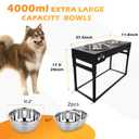 Elevated Dog Bowls for Dog Adjustable Raised Stand for Large Breed Dogs Height 2.75" up to 20'' with 2 Stainless Steel Food&Water (4L)
