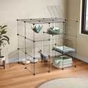 Oneluck 3-Tier Cat Cages Indoor Enclosure DIY Cat Playpen Catio Detachable Metal Wire Kennels Cats Crate Large Extra Exercise Place Ideal for 1 Cat,35.4 Inches