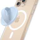 Magnetic Phone Grip Holder Compatible with MagSafe, Ultra Thin Silicone Finger Loop Ring Magnetic Grips for Back of Phone for iPhone Pro Max/Plus/16/15/14/13/12 Series, Baby Blue