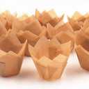 150pcs Tulip Cupcake Liners Natural Baking Cups Muffin Paper Liner Grease-Proof Wrappers for Wedding, Birthday Party, Standard Size, Natural Color