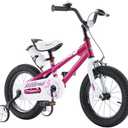 RoyalBaby Freestyle 16 Inch Kids Bike with Training Wheels, Kickstand, Water Bottle and Holder, and Reflectors for Boys and Girls Ages 4 to 7, Fuchsia
