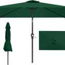 6.5x10FT Patio Umbrella, Outdoor Umbrella with Push Button Tilt and Crank, 8 Sturdy Ribs, UV Protection & Waterproof Market Umbrella for Pool, Backyard, Beach,Deck (Dark Green)