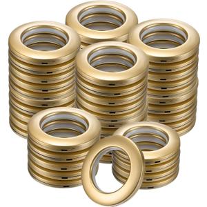 50-Pack Curtain Grommets, 1-9/16"(40mm) Inner Diameter Plastic Curtain Rings Clip Eyelet Rings Nanoscale Low Noise Roman Ring for Windows/Fabric, Home Drapes Grommets [Matte Gold]