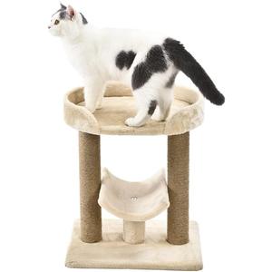 Amazon Basics Multi-Platform Cat Tree with Scratching Post for Indoor Cats up to 25lbs, 18 x 14 x 22 Inches, Beige
