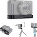 ZV-1F ZV1F Camera Metal Grip Extension Bracket with Mic Cold Shoe Mount for Sony ZV-1F ZV-1II (Not for ZV-1),Must-Have Accessory for Vlog YouTube Vertical Video Shooting, Arca Swiss Quick Release Base