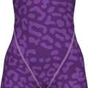 Arena Girls Junior Racing Suit Powerskin St Next Open Back Swim Tech Suit Competitive Swimsuit (22, Leopard Skin Violet)