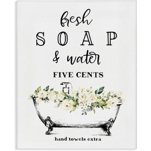 Stupell Industries 'Fresh Soap & Water Bath Tub', Canvas Art, 16 x 20 Inches, Easy to Hang and Sturdy, Made in USA, by Lettered and Lined